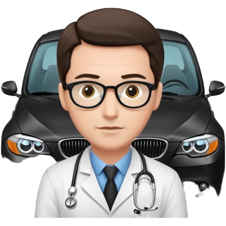 schwarzer BMW mit Arzt im Auto emoji