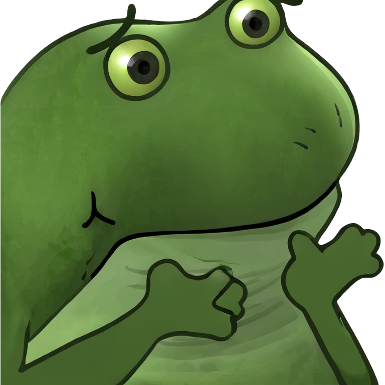 pepo the frog with hands on cheeks, surprised emoji
