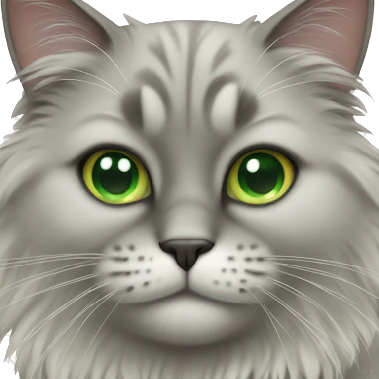 Fluffy cat with green eyes emoji