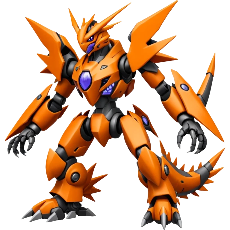 Cool Futuristic Black Orange Cyber-Digimon-Fakemon-Palkia-Guilmon-Wargreymon-Mecha-fusion (full body) emoji