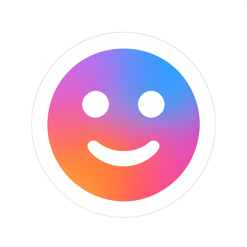 Frame 1: Colorful gradient background with smiley face, no grid lines (keyframe for morph animation) emoji