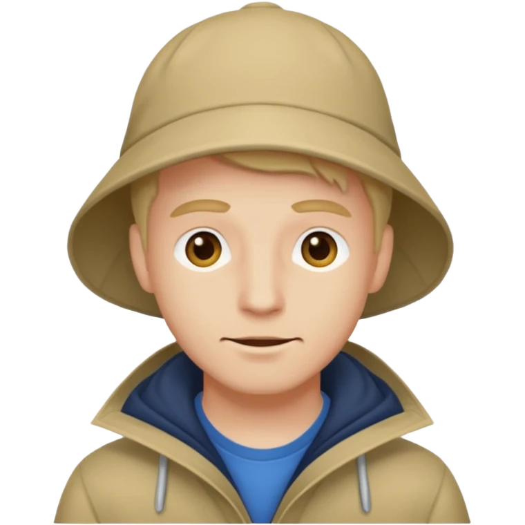 Make a man with a sou’wester, the cap that you use when it rains emoji
