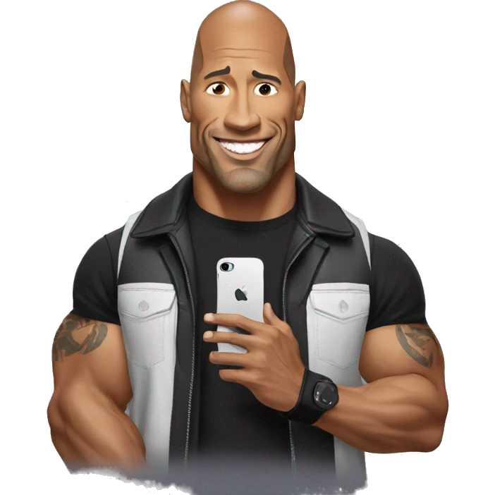 the rock holding an iphone emoji