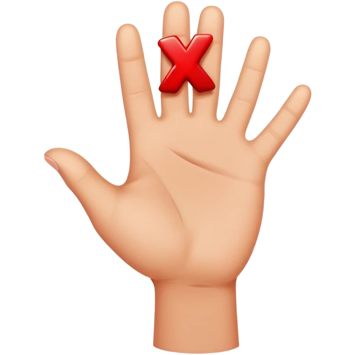 expressive hand holding a red X emoji