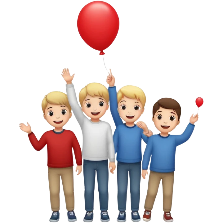 5 white kids letting one ballon go emoji