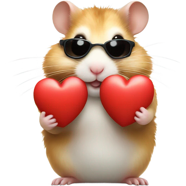  hamster with red heart sunglasses and poop emoji emoji