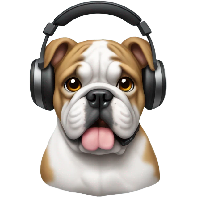 Bulldog with headphones emoji