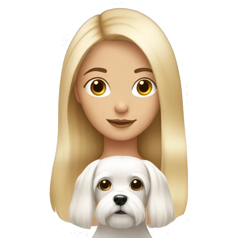 girl with blonde hair and a Maltese dog emoji