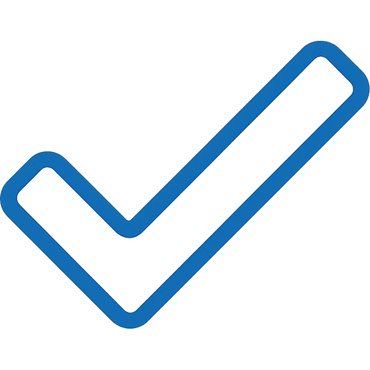 Change the checkmark to white while keeping the blue outline in a simple modern color outline style with no background. emoji