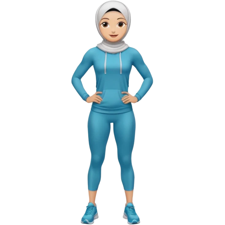 High resolution full body of a girl wearing a hijab and is a fitness trainer emoji