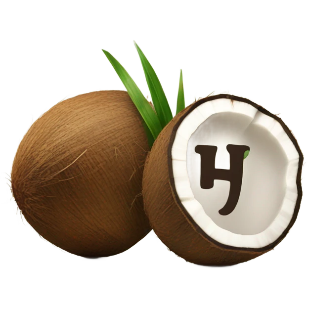 coconut with letter H written on it emoji