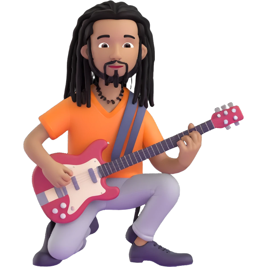 Steve Lacy with black dreads and guitar emoji
