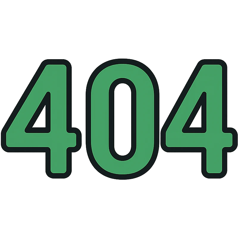 404 in green and black, color outline icon style emoji
