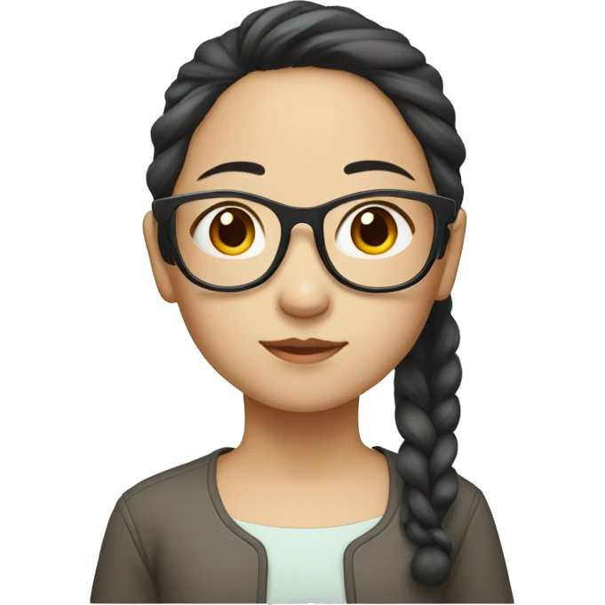 Chinese girl wearing glass, hair to shoulder  emoji