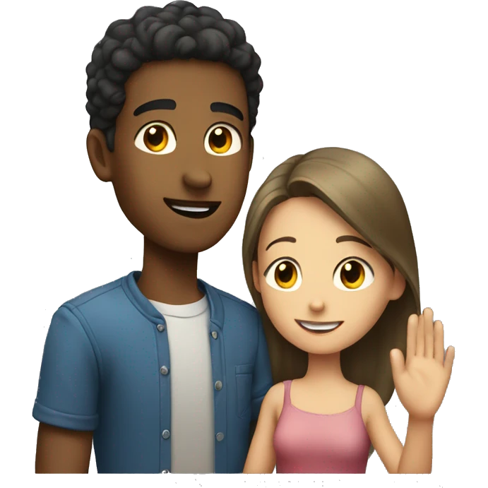 Young man giving a hand to a young woman emoji