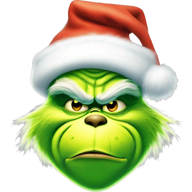The grinch wearing a Christmas hat happy emoji