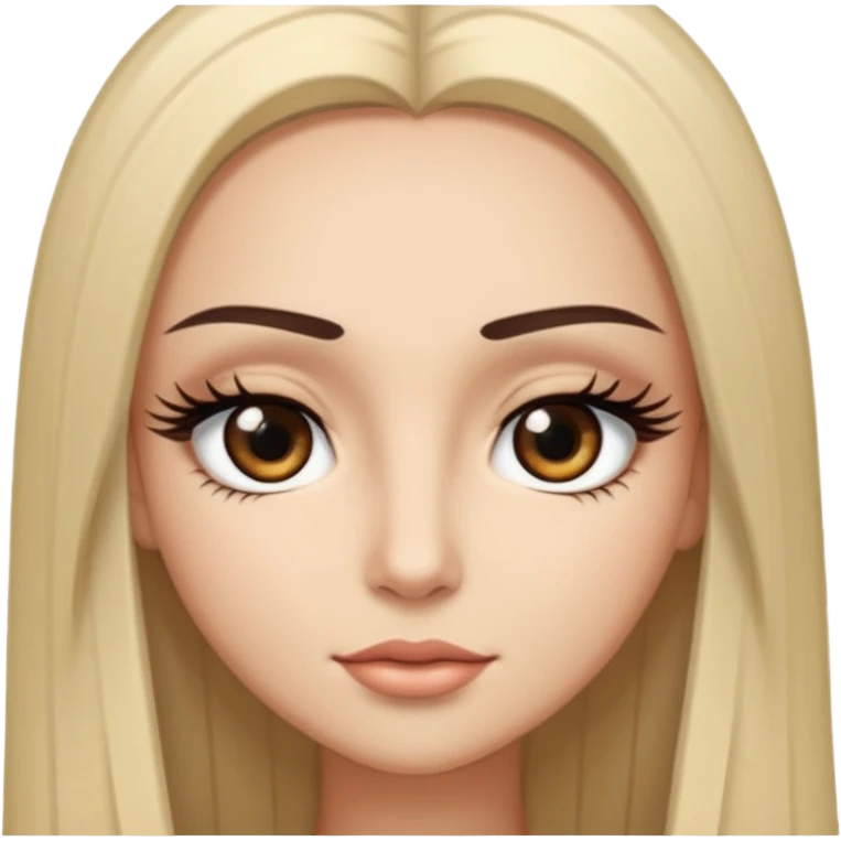 long straight hair dark brown eyes and long lashes with and light  skin emoji