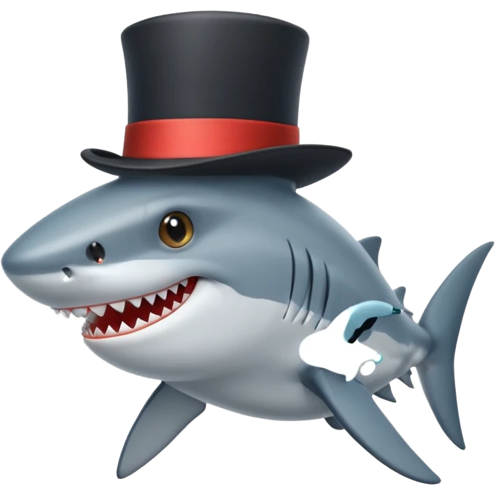 Shark with a top hat emoji