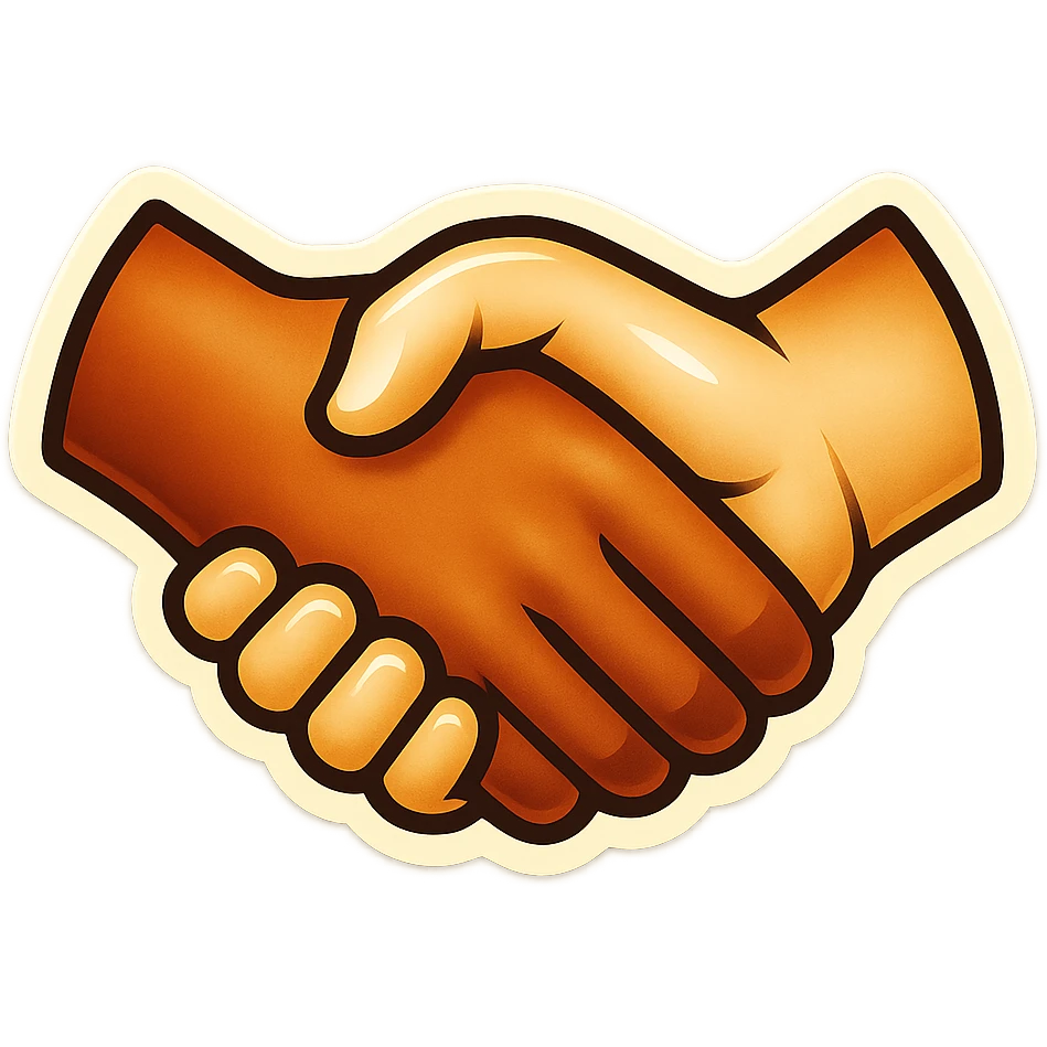 make me a white colour or brown handshake with white outline emoji