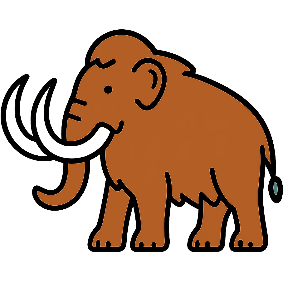 A prehistoric mammoth with large tusks and furry body emoji