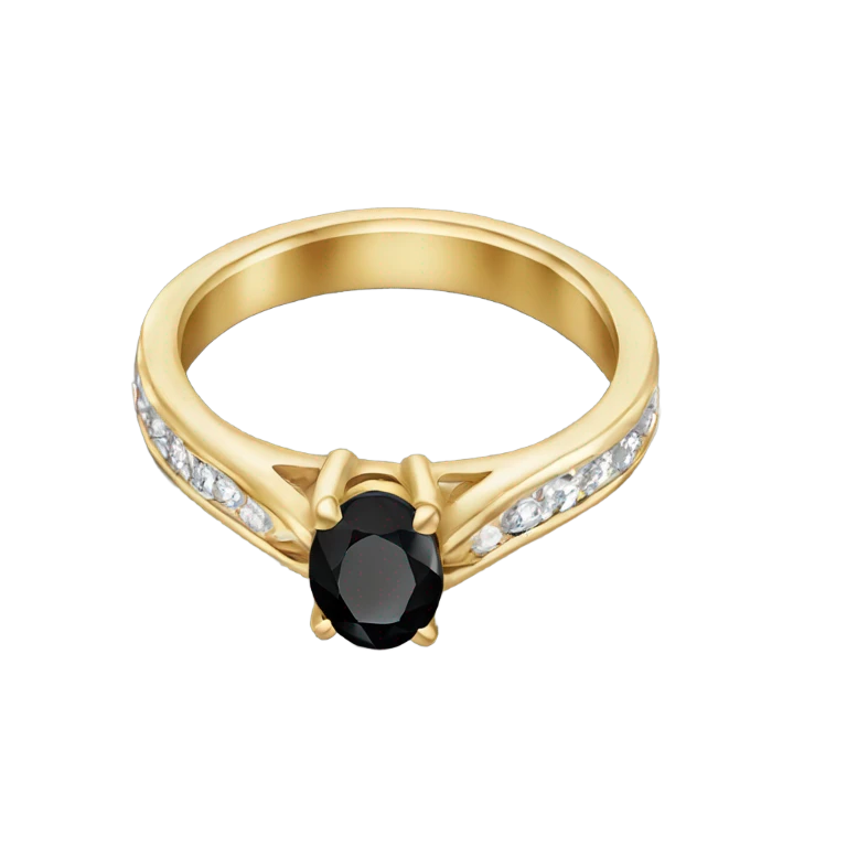 gold ring with black oval diamond emoji