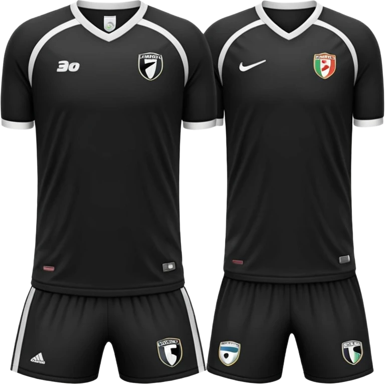 collection maillot de foot noir différents modèles (bande unique, uni, rayures) emoji