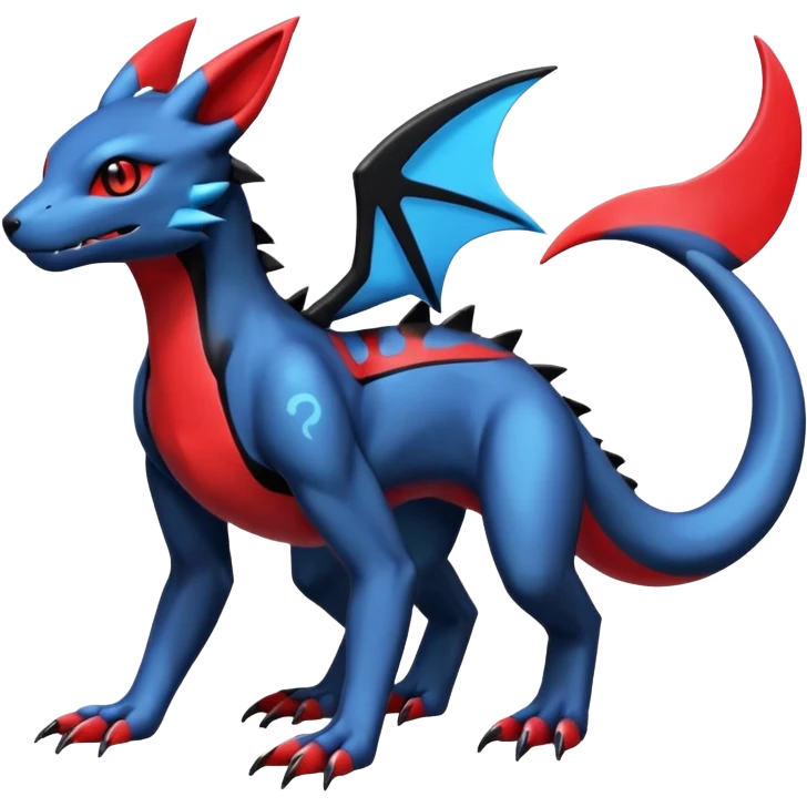 Shiny Edgy Exotic Colorful Guilmon-Salandit-Umbreon-Fakémon-hybrid-creature (full body)  emoji