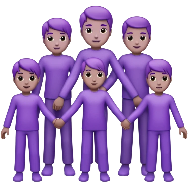 purple group no eyes no nose holding hands emoji