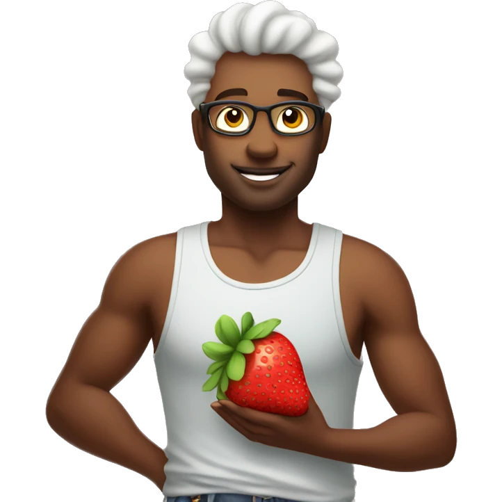 cloudwatching in tank top holding a strawberry emoji