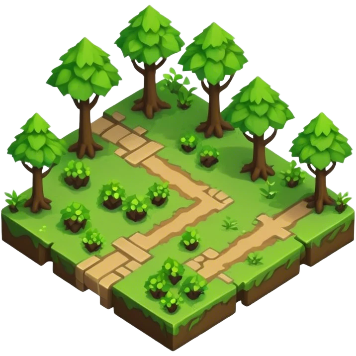 StarCraft-inspired, isometric RTS rugged terrain tile forest emoji
