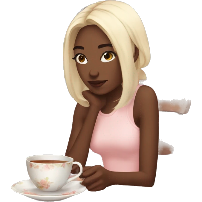 aesthetic girl chilling with her tea  emoji