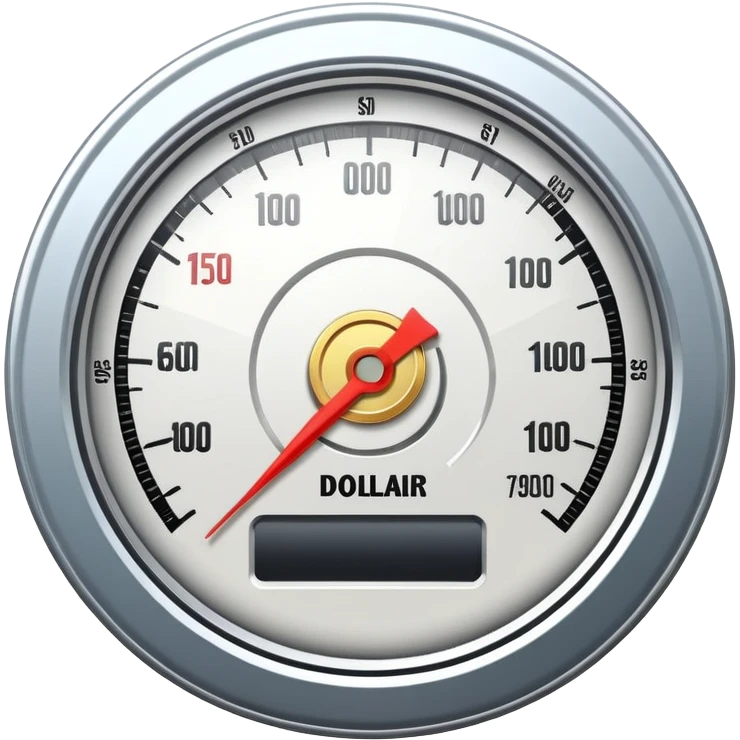 speedometer with a dollar coin in the center emoji