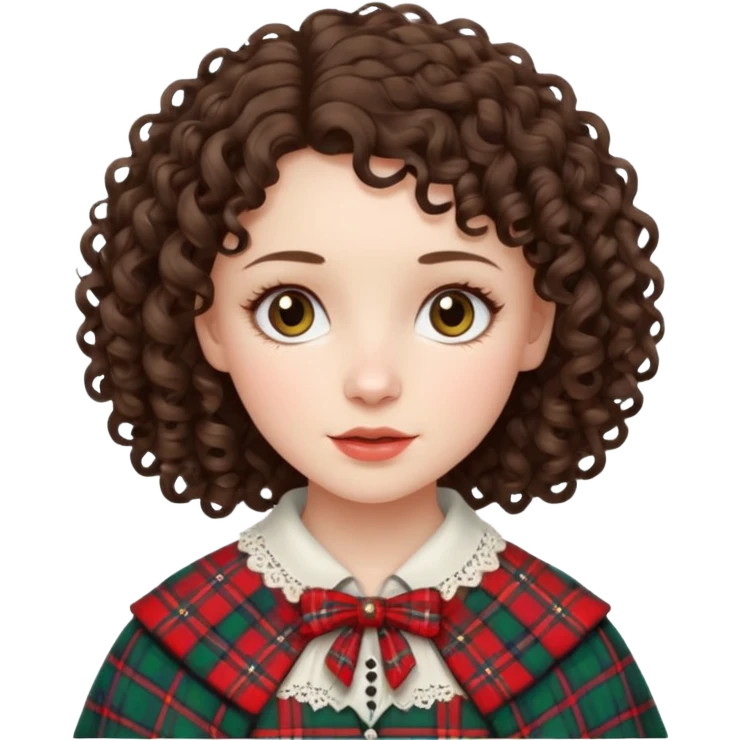 brunette curly woman wearing scottish traditional clothes emoji