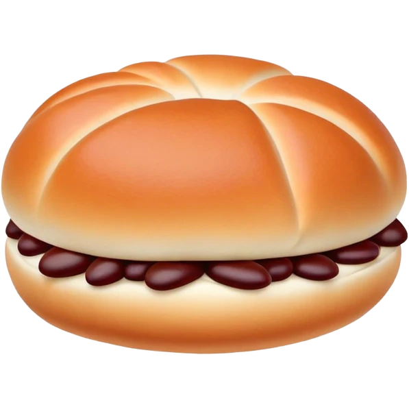 Tianjin Goubuli Dousha Bao red bean paste bun with pinched top, simplified emoji style with bold outlines and bright colors, cartoon style sweet steamed bun emoji