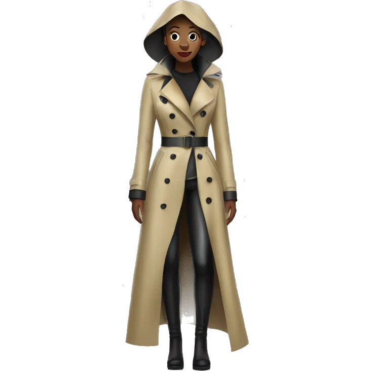 Girl in a long latex trench emoji