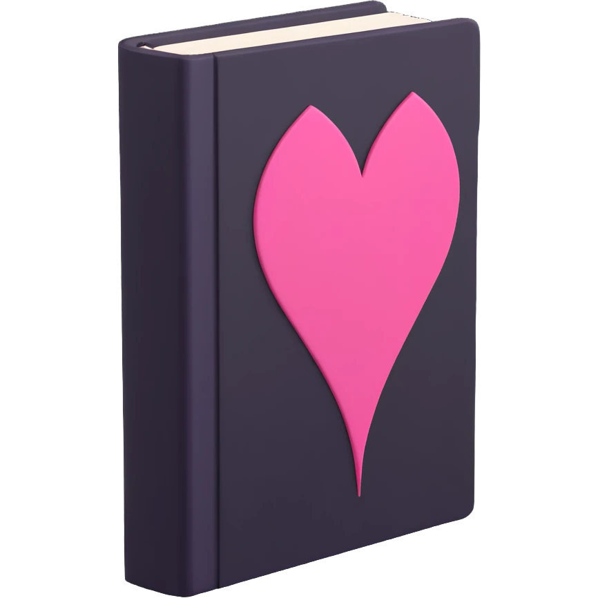 minimal 3D gothic book with pink accent, simple and mysterious emoji