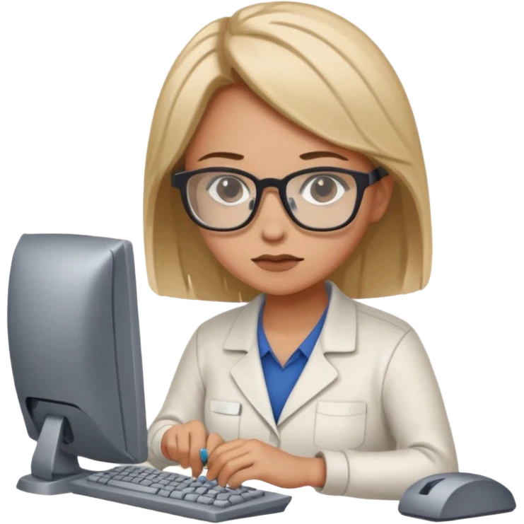 female computer technician fixing damaged computer emoji