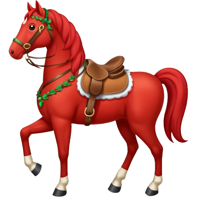 Christmas red horse with a full-length emoji