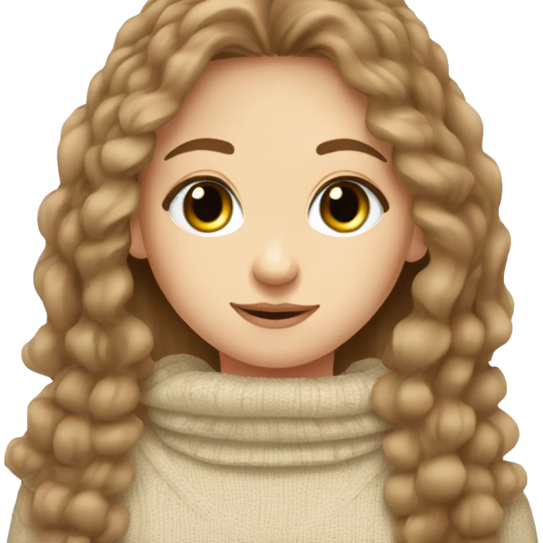 Pretty green eyed white girl with brown long hair and a comfy sweater  emoji