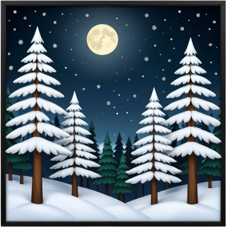 Beautiful snowy night forest emoji