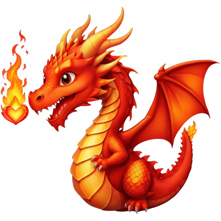 Dragon throwing flame on love emoji