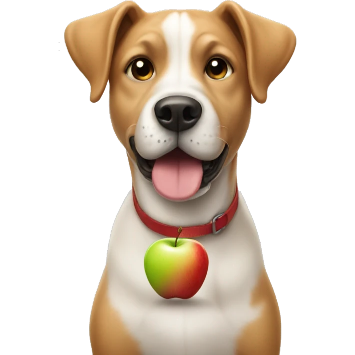 a dog with a apple emoji