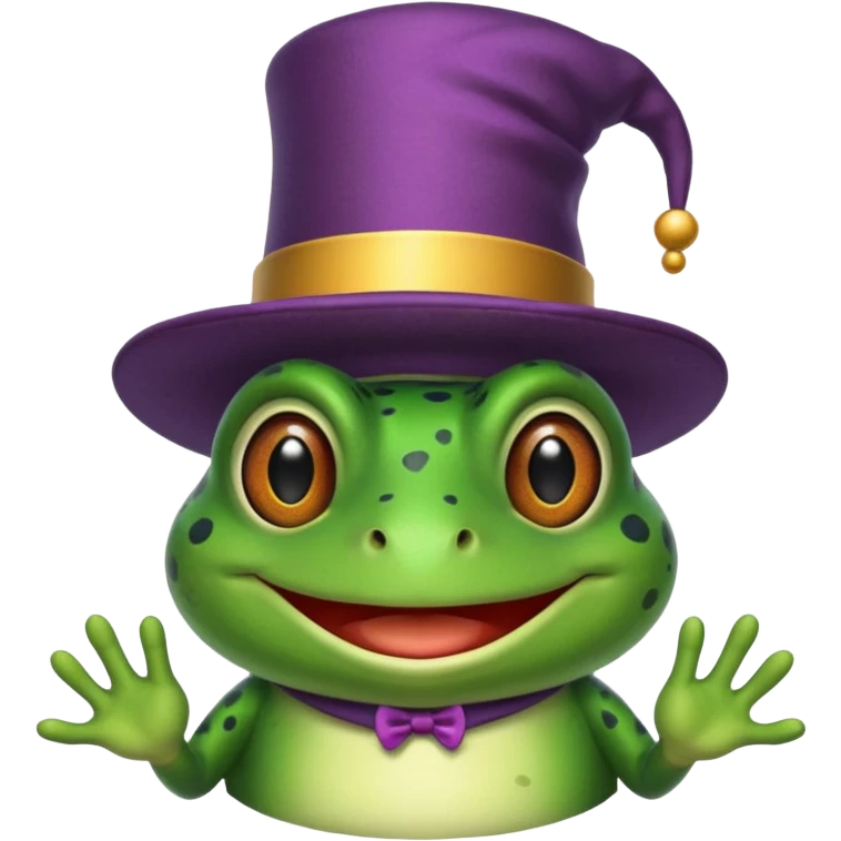 A frog wearing a magicians hat emoji