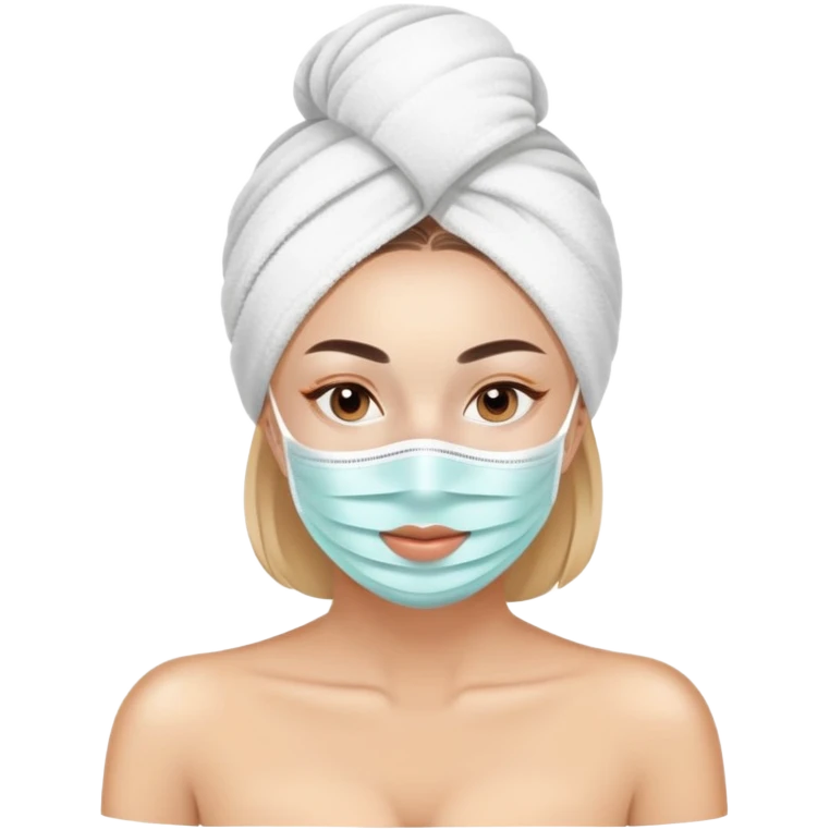 Lady with face mask spa beauty full face relaxing emoji