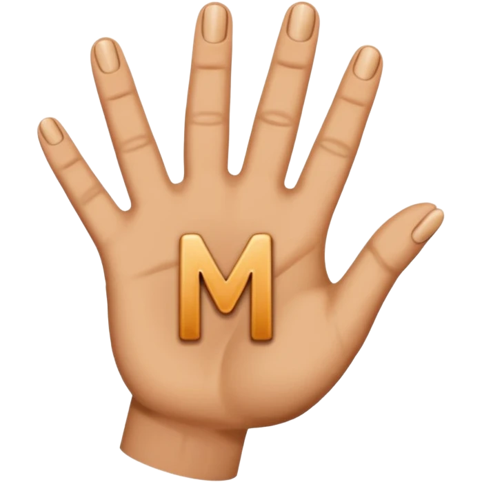 Create downwards facing hand gesture fingers shaped in letter M emoji
