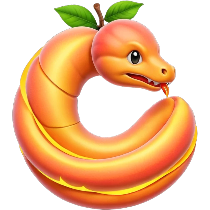 serpent coiled around glowing peach emoji