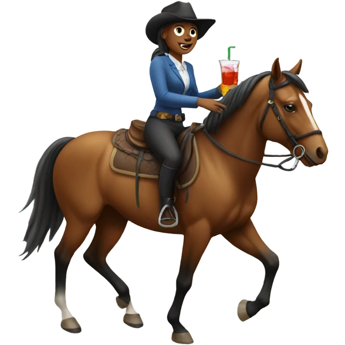 Lady riding horse drinking  emoji