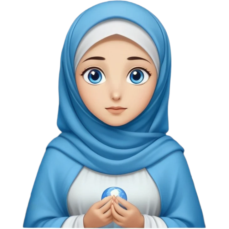 Turkish beautiful finish Konya girl blue eyes with moon hijab dress and watching the moonlight sky on the ground  emoji
