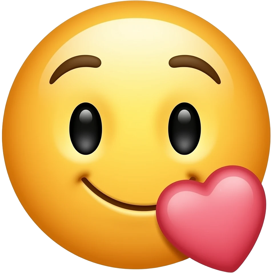 kissing face with smiling face emoji