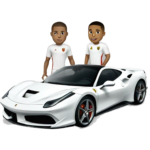 White ferrari with mbappe emoji